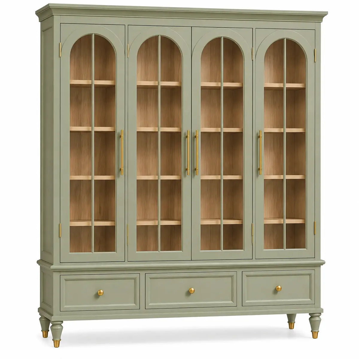Vitrina de almacenamiento con formas arqueadas, verde