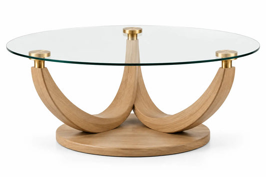 Mesa de comedor con tablero de cristal, marrón