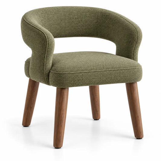Silla con respaldo de contorno redondeado, verde y marrón